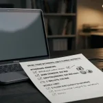 Cashout planning worksheet beside bank and cryptocurrency symbols